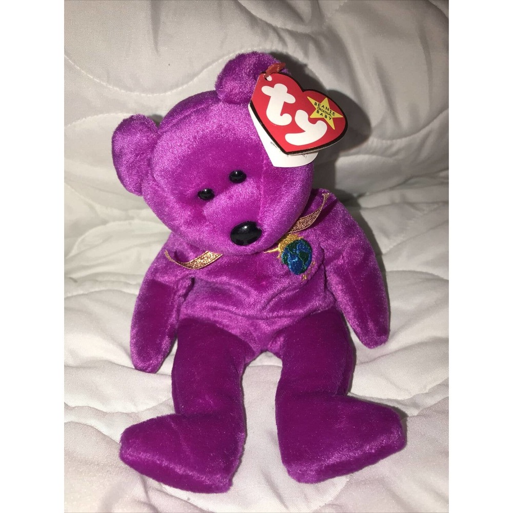 TY Beanie Baby Millennium Purple Bear Birthdate January 1, 1999 Collectible